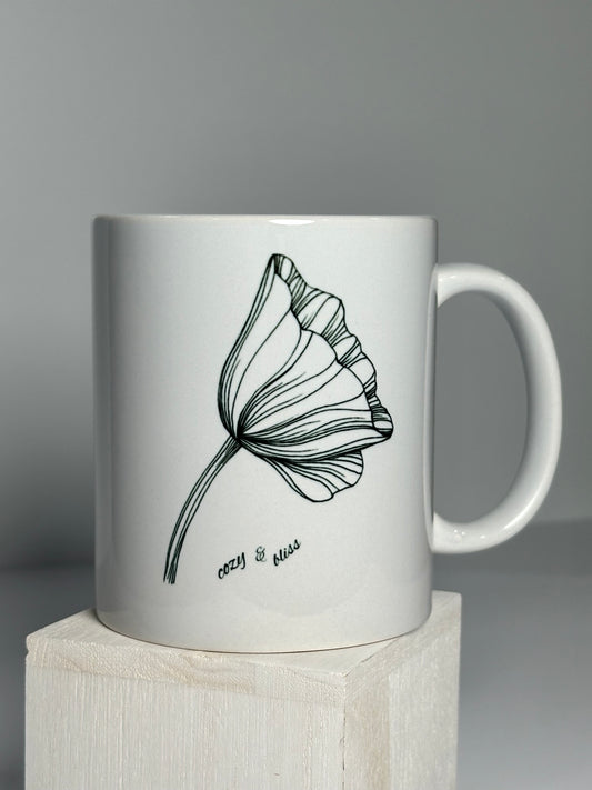 Black & White Floral-Single Flower