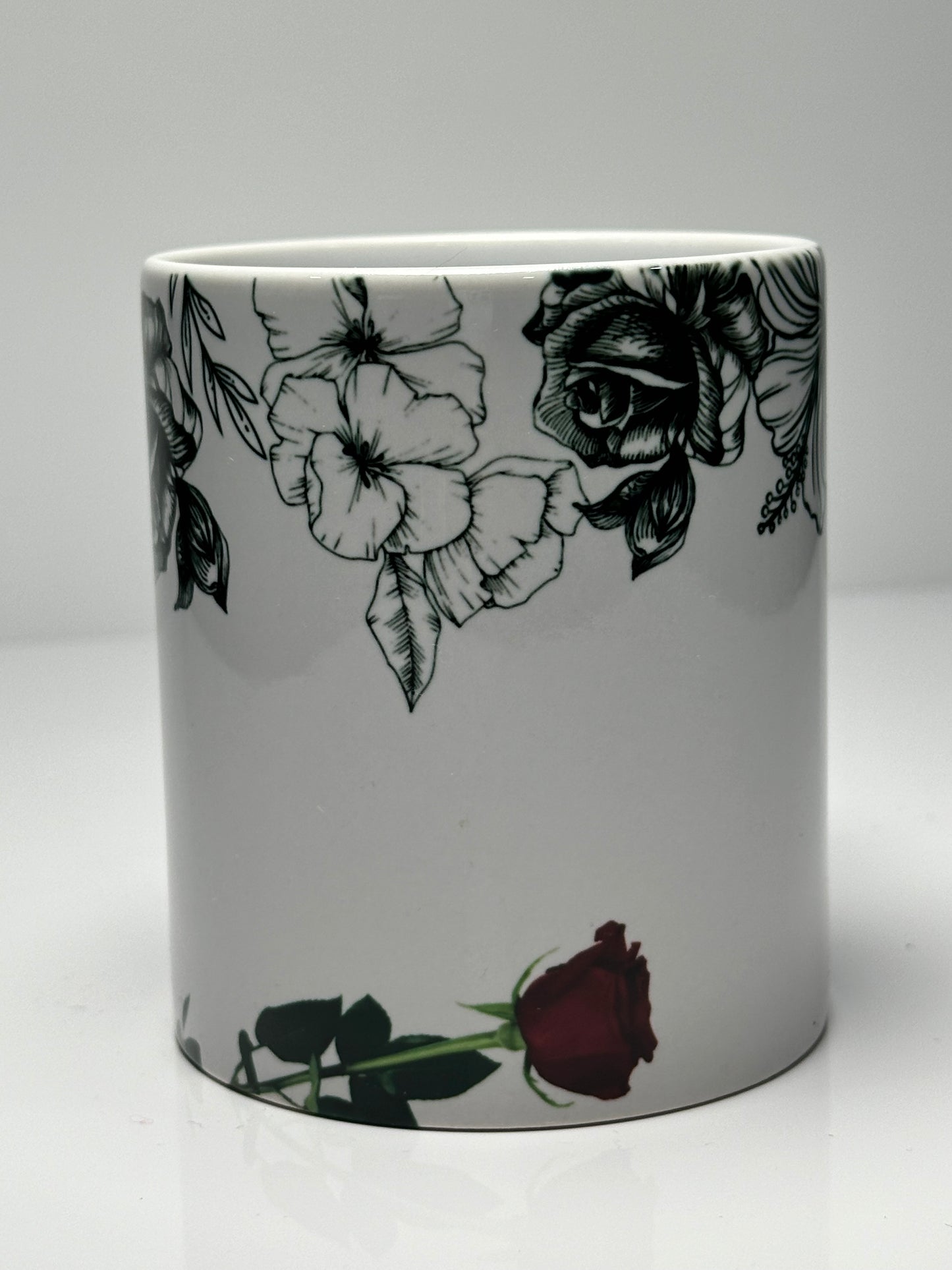 Black and White Floral -Bottom Rose