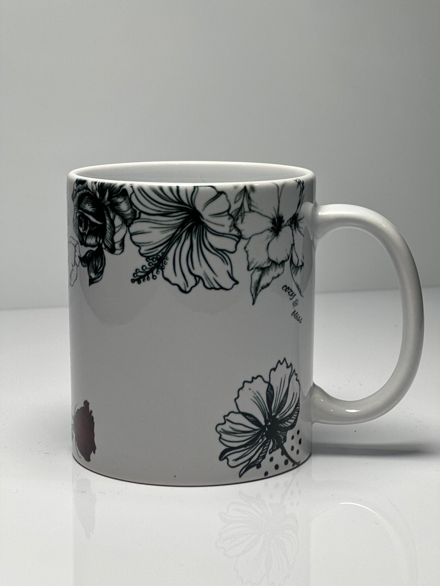 Black and White Floral -Bottom Rose