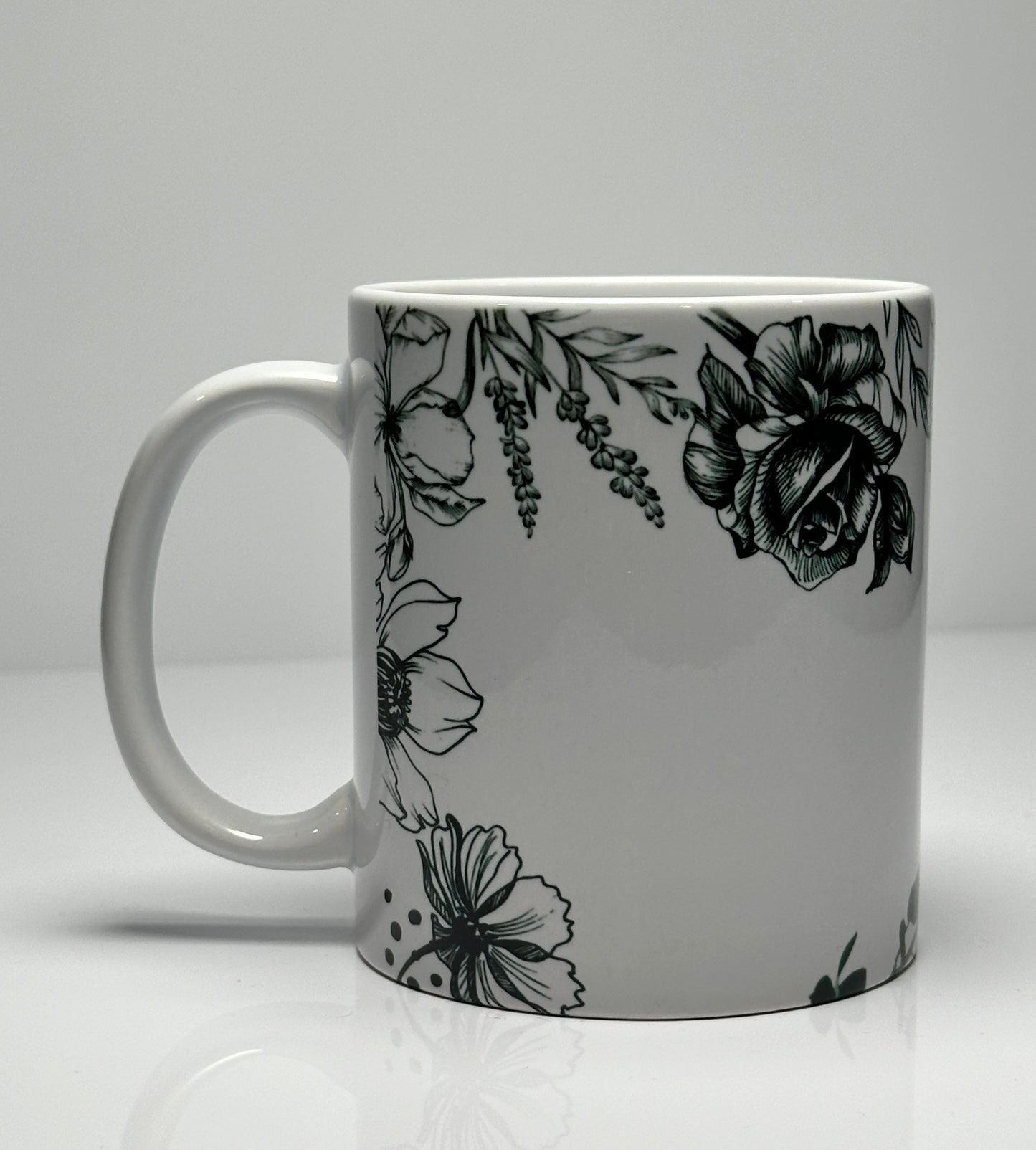 Black and White Floral -Bottom Rose