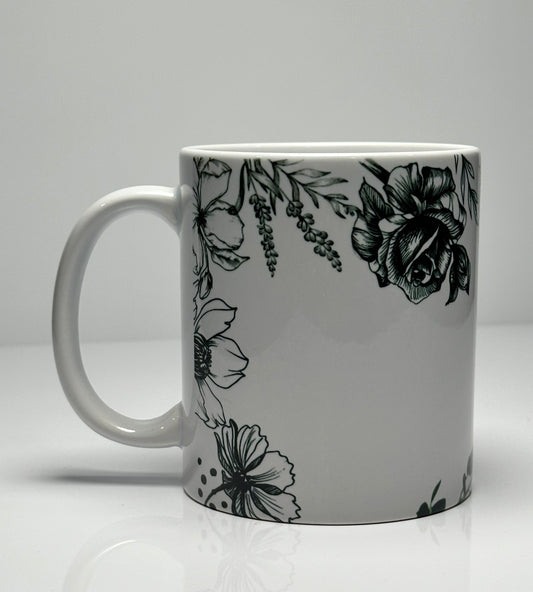 Black and White Floral -Bottom Rose