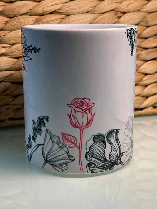 Floral with Red Rose Mug