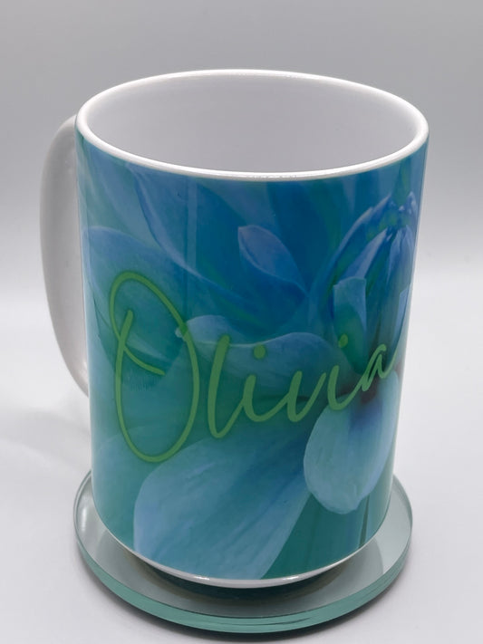 Name Personalized Mug | Blue Floral